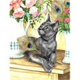thumbnail image 1 of Carolines Treasures CDCO0035CHF Cat & Peacock Feathers Flag Canvas House Size, 1 of 4