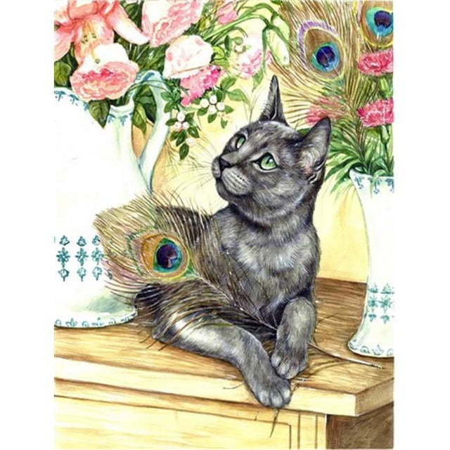 Carolines Treasures CDCO0035CHF Cat & Peacock Feathers Flag Canvas House Size