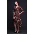 thumbnail image 2 of Bimba Robe Droite Asymétrique pour Femmes en Coton à Imprimé Floral Feuilles Roses et Tulipes avec Poche, Manches Courtes, Col en V, Mi-Longue - Grand, 2 of 4
