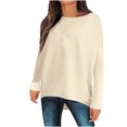 thumbnail image 1 of Besolor Womens Spring Fall Tunic Tops Ladies Crewneck Long Sleeve T-Shirt Casual Solid Color Spring Fall Going out Blouse, 1 of 5