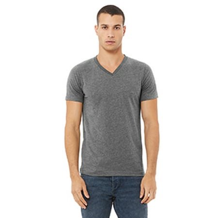 Bella Canvas Mens Jersey V-Neck Tee, 2XL, Deep Heather