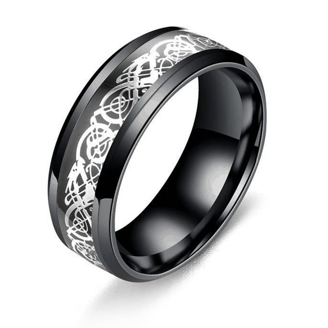 Men Ring Glossy Simple Jewelry Accessory Dragon Pattern Glowing Ring for Dating