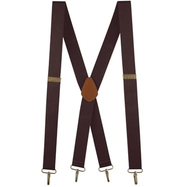 Buyless Fashion Suspenders for Men - 48" Adjustable Straps 1 1/4" - X Back with Metal Hooks