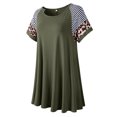thumbnail image 3 of LARACE T-Shirts Décontractés pour Femmes Grande Taille Col Ras du Cou Manches Courtes Chemisier à Fleurs Tuniques Vert Armée 3X, 3 of 5