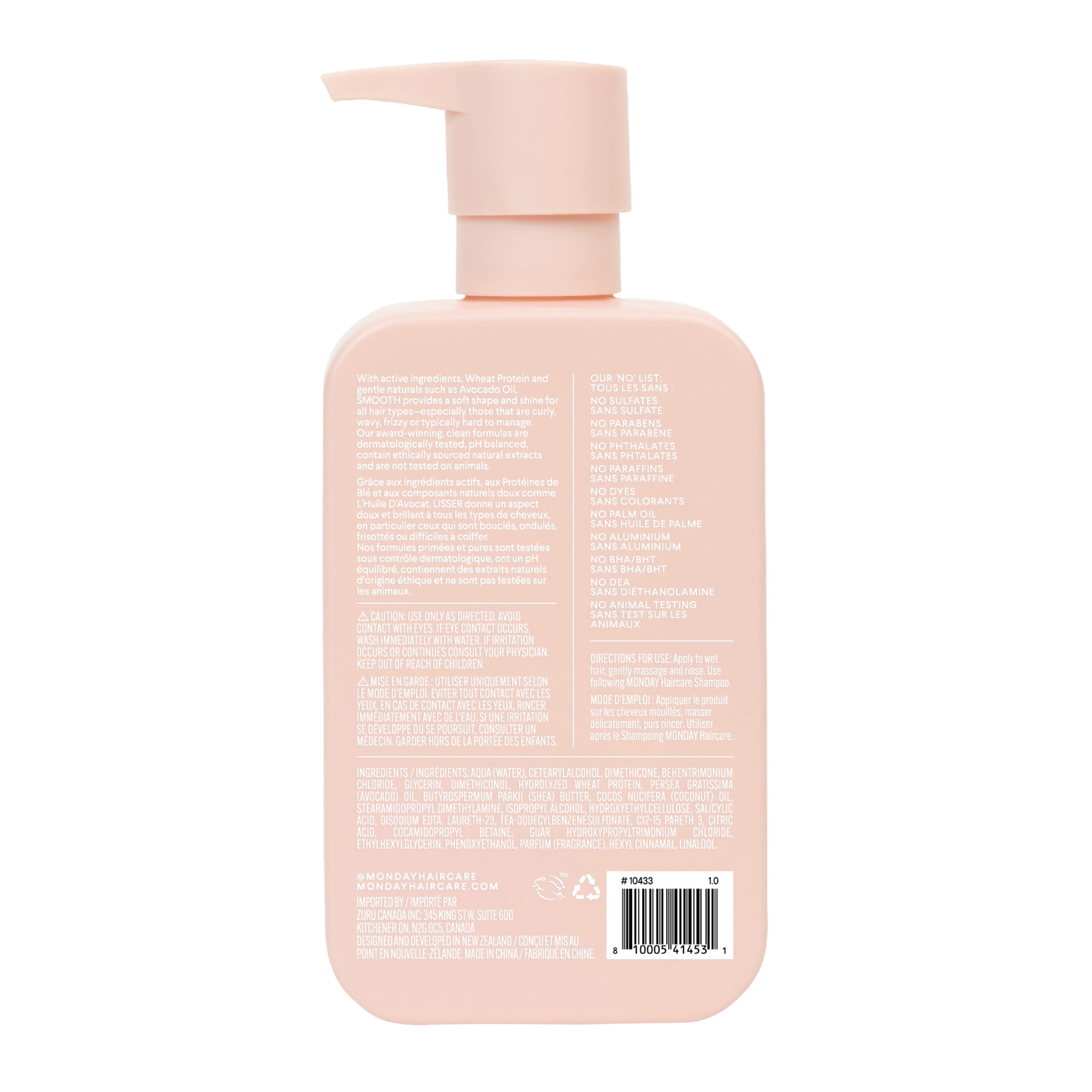 MONDAY Haircare Revitalisant Lissant avec Protéines de Blé, Huile de Noix de Coco & Huile d'Avocat pour Cheveux Sujets aux Frisottis