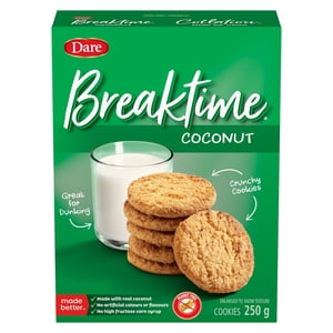 Breaktime Coconut Crunchy Cookies 250g, Oser les aliments, fabriqués au Canada, sans arachide