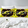 thumbnail image 3 of YST Yellow Race Car Fitted Sheet Queen Neon Honeycomb Racing Car Games Bed Sheets For Kids Boys Teen,Racing Helmet Wheel Checkered Flag Bedding Set Soft Breathable Bed Sheet, 3 of 4