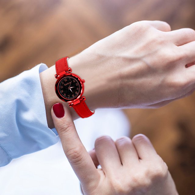 WIFKLSIIPG Quartz Watch Ladies Watch Digital Starry Sky Luminous Belt Watch Women's Watch