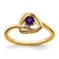 thumbnail image 1 of Diamond2Deal 14k Yellow Gold Amethyst Triangle Ring for Women Size- 7, 1 of 3