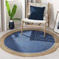 thumbnail image 3 of Indian Handmade Braided Inner Navy Blue Natural Jute Area Rug, Home Décor Rug, Jute Rug for Bedroom, Dining Room, living room, Doormat Rug Size - 3' Round (90 cm x 90 cm), 3 of 5