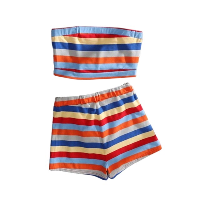 LUXUR Ensembles de Détente pour Femmes Vêtements de Nuit Sans Manches Pyjamas Amples Rayés Style g L