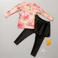 thumbnail image 3 of Zwiiyzr 2025 Filles Enfants Maillot de Bain 2 Pcs Imprimé Floral Haut anti-UV à Manches Longues et Pantalon Long avec Jupe Combinaison anti-UV Protection Uv Tenue de Plage Maillot de Bain 3-11 Ans Orange, 3 of 8