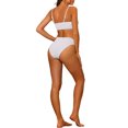 thumbnail image 3 of Women's 2 Piece Ribbed Bikini Sets, Adjustable Spaghetti Straps Sports Swimwear Bathing Suits White S, 3 of 5