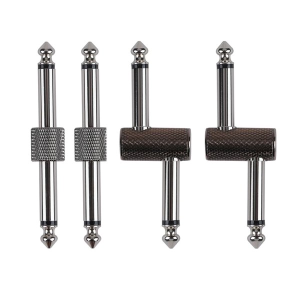 Rayzm Guitar Pedal Patch Connector 6.35mm (1/4"") Effect Pedal to Pedal Coupler Male to Male Plug Adaptor for Guitar Pedalboard Instead of Patch Cable Pack of 4 (2 Straight & 2 Z Type)