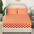 thumbnail image 3 of Erosebridal Orange Buffalo Sheet Set Full, Checkered Bedding Sets Full Size, Rectangle Room Decor, 4pcs, 3 of 7