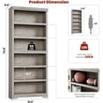 thumbnail image 3 of Tall Farmhouse Bookshelf - 6 Tier Adjustable Open Bookcase with Anti-Tip & Anti-Slip, Freestanding Storage for Home Office, Living Room, Balcony, Library - Hand-Grabbed Gray, 6 Layers, W800, 3 of 6