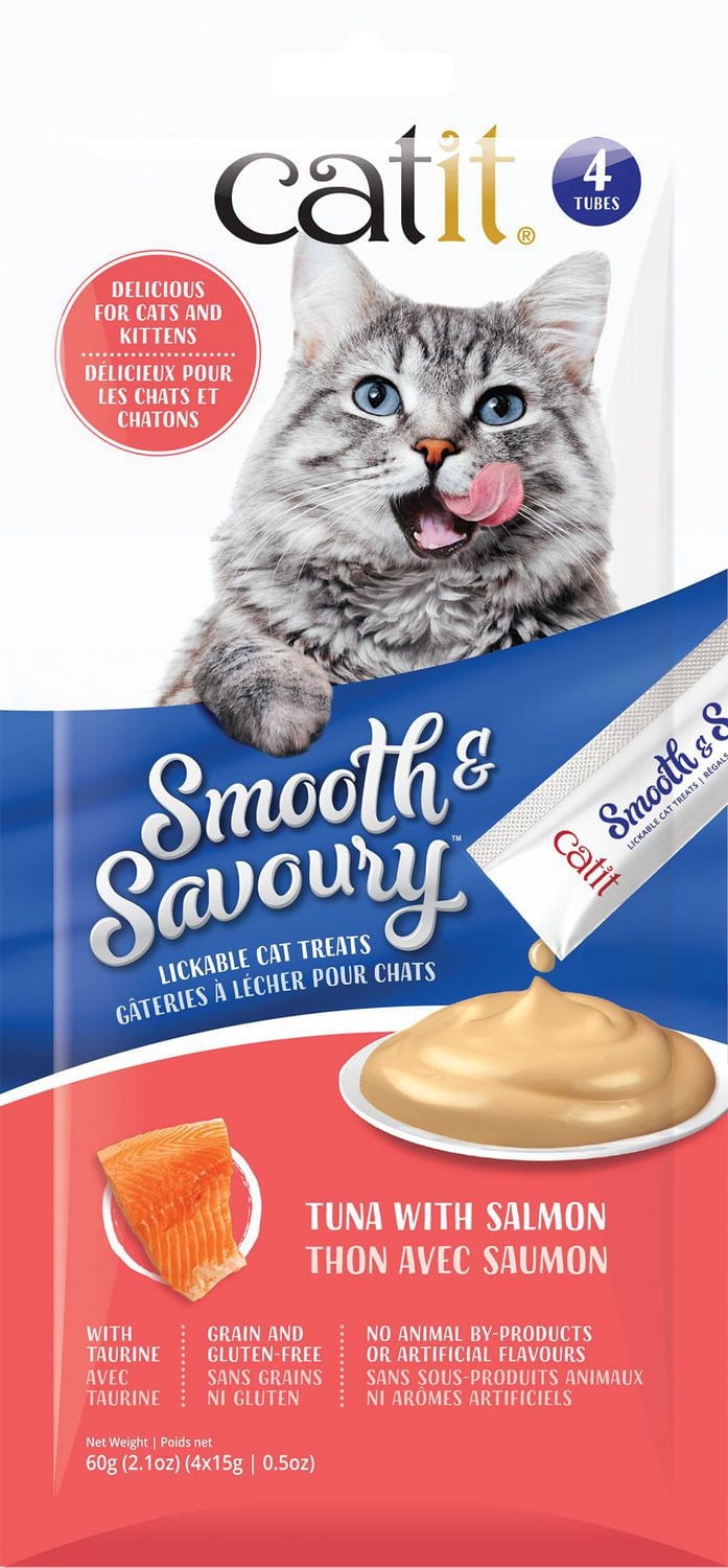 Catit Smooth & Savoury Cat Treat, Tuna with Salmon, 4 x 15g pack