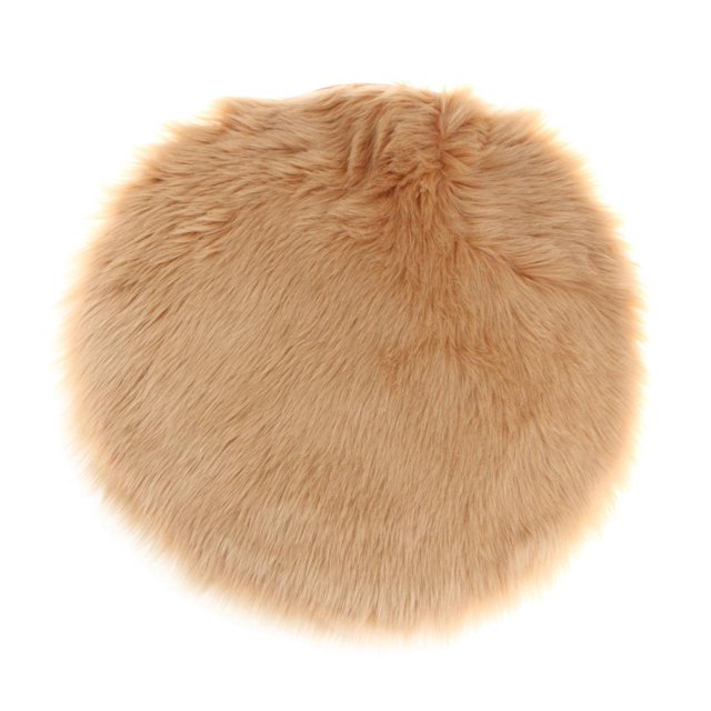 GUOOL Coussin d'Assise Rond en Faux, Tapis Doux pour Chambre, Salon, Filles, Canapé Camel 35 cm