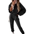thumbnail image 1 of Innerwin Sweatsuits Hoodies Ladies Two Piece Outfit Sports Long Sleeve Loose Fit Jogger Set Black M, 1 of 3