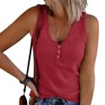 thumbnail image 2 of Timegard Womens Tank Tops Summer Ribbed V Neck Button Sleeveless Slim Basic Tee Casual Going out Tops, 2 of 5
