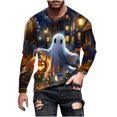 thumbnail image 1 of Pisexur Chandails d'Halloween pour Hommes Amusants de Festival Chandails Graphiques Surdimensionnés Manches Longues Chandail Décontracté Ample Col Rond Chandail Grande Taille P-6TG, 1 of 5