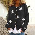 thumbnail image 2 of Women's Star Print Cropped Cardigan Long Sleeve Button Front Knit Sweater Top Fashion Comfortable Warm, 2 of 4