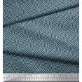 thumbnail image 3 of Soimoi Tissu Bleu Poly Georgette Labyrinthe Cube Géométrique Imprimés au Mètre 42 Pouces de Large, 3 of 3