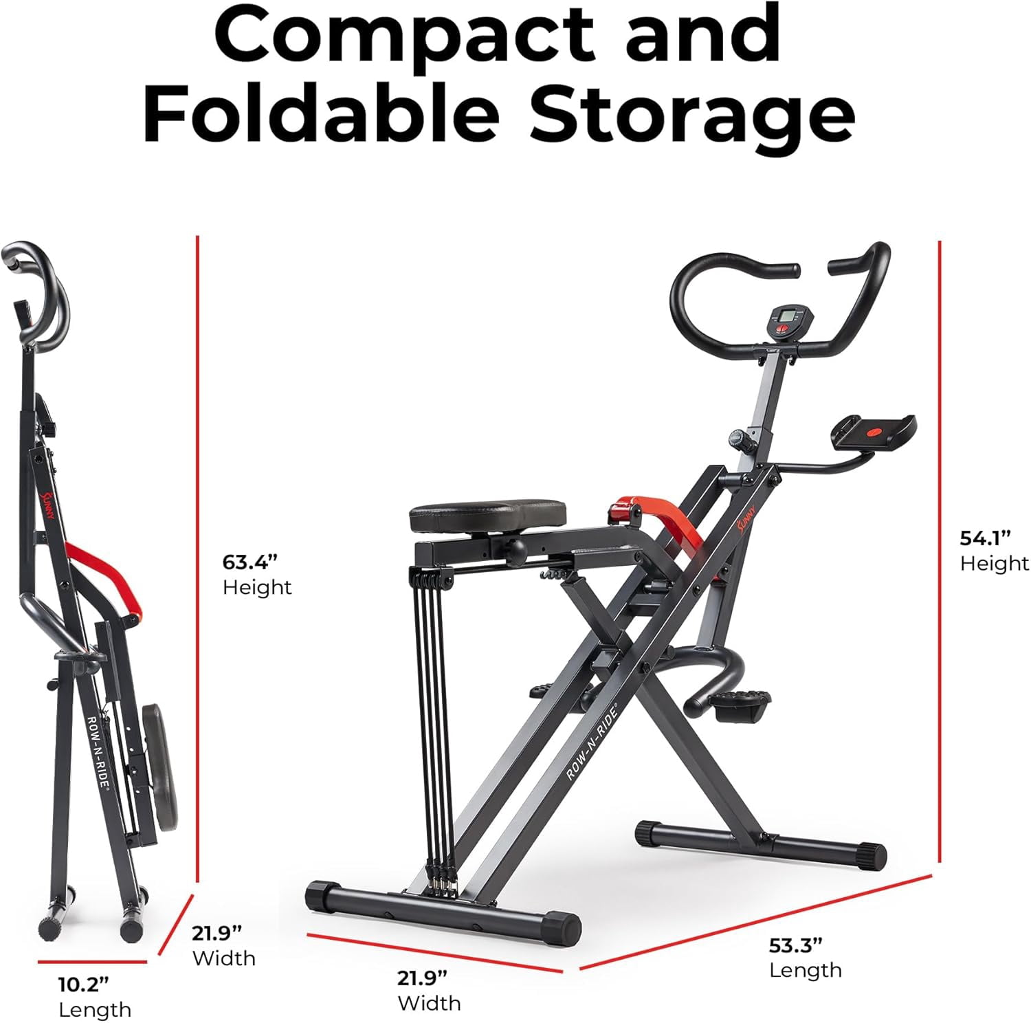 Sunny Health & Fitness Smart Row-N-Ride Robuste – Appareil d'assistance aux squats pour un entraînement complet du corps – NO. 077PLUSSMART