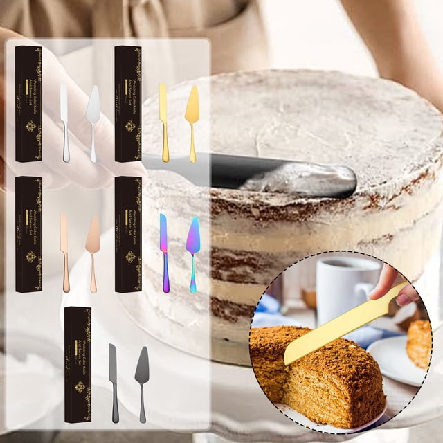 Sentmoon Silverware Sets Spoons and Forks Set Utensils Set Stainless Steel Bread Knife Cake Knife Cake Cheese Pizza Spatula -Plated Long Thick Cutlery Gift Set