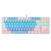 Riwcyla 87 Keys Wired Mechanical Keyboard Mixed Mechanical Keyboard with Mechanical Blue Switch Suspension Button Blue+White , perfect for daily use, outdoor activities, travel & casual occasions