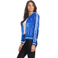 thumbnail image 4 of Veste Bomber à Paillettes à Rayures pour Femmes à Manches Longues avec Fermeture Éclair Frontale, 4 of 5