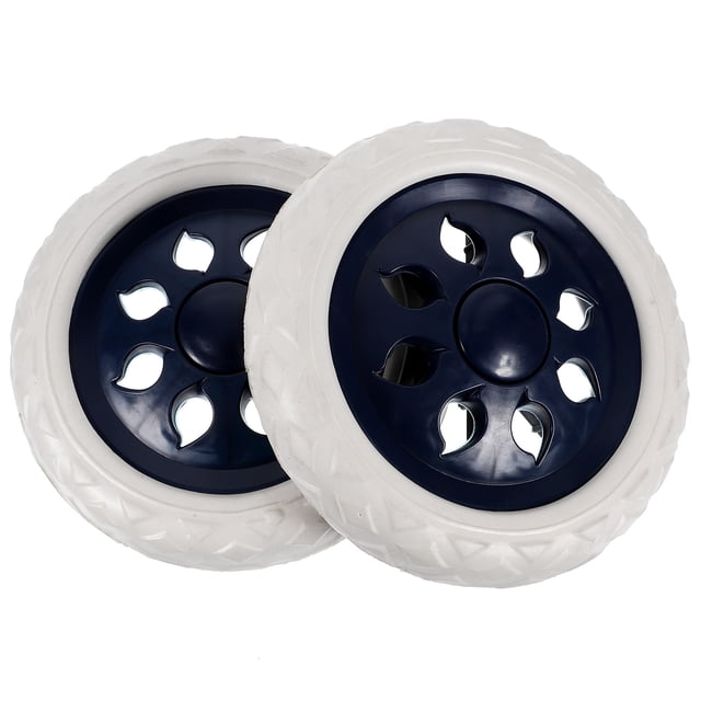 KAKOWELY 2 Pcs Roues de Chariot de Magasinage, Conçues comme Roulettes de Remplacement pour Chariot, Mesurant 6.3x6.3x1.18 Pouces. les Roues Offrent une construction en Plastique durable avec un Pneu Blanc et un Moyeu Bleu Marine, Mettant en Valeur une Découpe en Forme de Pétale. Convenant aux Chariots de Magasinage, Chariots et Chariots Poussoirs, Ces Roues Assurent un Mouvement Fluide et une Stabilité. Faciles à Installer et à Retirer, Elles Sont Idéales pour une Utilisation Régulière Ou comme Roues de Secours.
