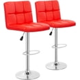 thumbnail image 1 of BestOffice Ensemble de 2 Tabourets de Bar Pivotants à Hauteur de Comptoir Réglable, Chaises de Salle à Manger d'Extérieur, Cuir, Rouge, 1 of 8