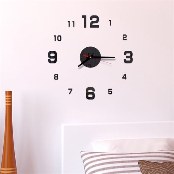 Agiferg Autocollant Mural en Miroir Acrylique Chiffres Romains 3D Bricolage Horloge Décoration Maison Décalcomanies Murales