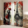 thumbnail image 2 of Rideau de Fenêtre Tour Eiffel, Rideau Style Français Monument Parisien pour Adultes Adolescents Enfants, Rideaux de Fenêtre à Fleurs Rouges et Plantes de 2 Panneaux pour Décoration de Salon, 52wx84l Pouces, 2 of 6