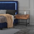 thumbnail image 4 of Industrial Chic Solid Wood & Wrought Iron Accent Table in Natural Burnt, 4 of 7