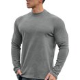 thumbnail image 2 of Timegard Tops for Men Fall Half High Neck Fitting Comfy Underwear Long Sleeve Solid Color Workout Shirts Tops, 2 of 4