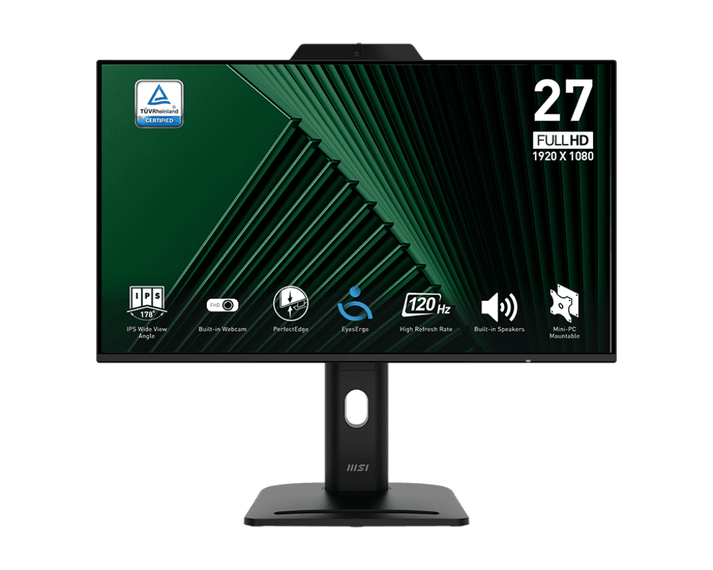 MSI 27 Pouces IPS 1920 x 1080 (FHD), 120 Hz, Caméra Web et Haut-Parleur Intégrés, Hauteur Ajustable (PRO MP272PMG)