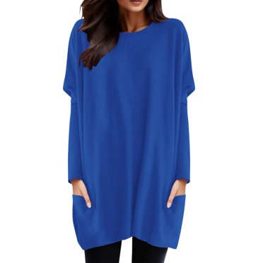 Chandail de Compression pour Femmes Automne et Hiver Femmes Confortable Col Rond Long Chandail pour Femmes Mode Manche Longue T-Shirt Femmes Polyester Spandex Chandail Haut Poche Manche Bouffante Haut Imprimé