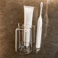 thumbnail image 4 of Oleegame 1PC Spoon And Lid Rest Toothbrushes Tooth Cups Shelves Shelves Non Perforated Bathroom Mouthwash Cups Wall Mounted Toothpaste Cup Storage Racks Transparent White Clear, 4 of 9