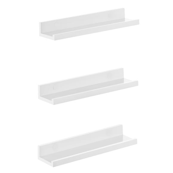 SONGMICS 15-inch Floating Shelves, Set of 3 Wall Mounted Wall Shelf, White