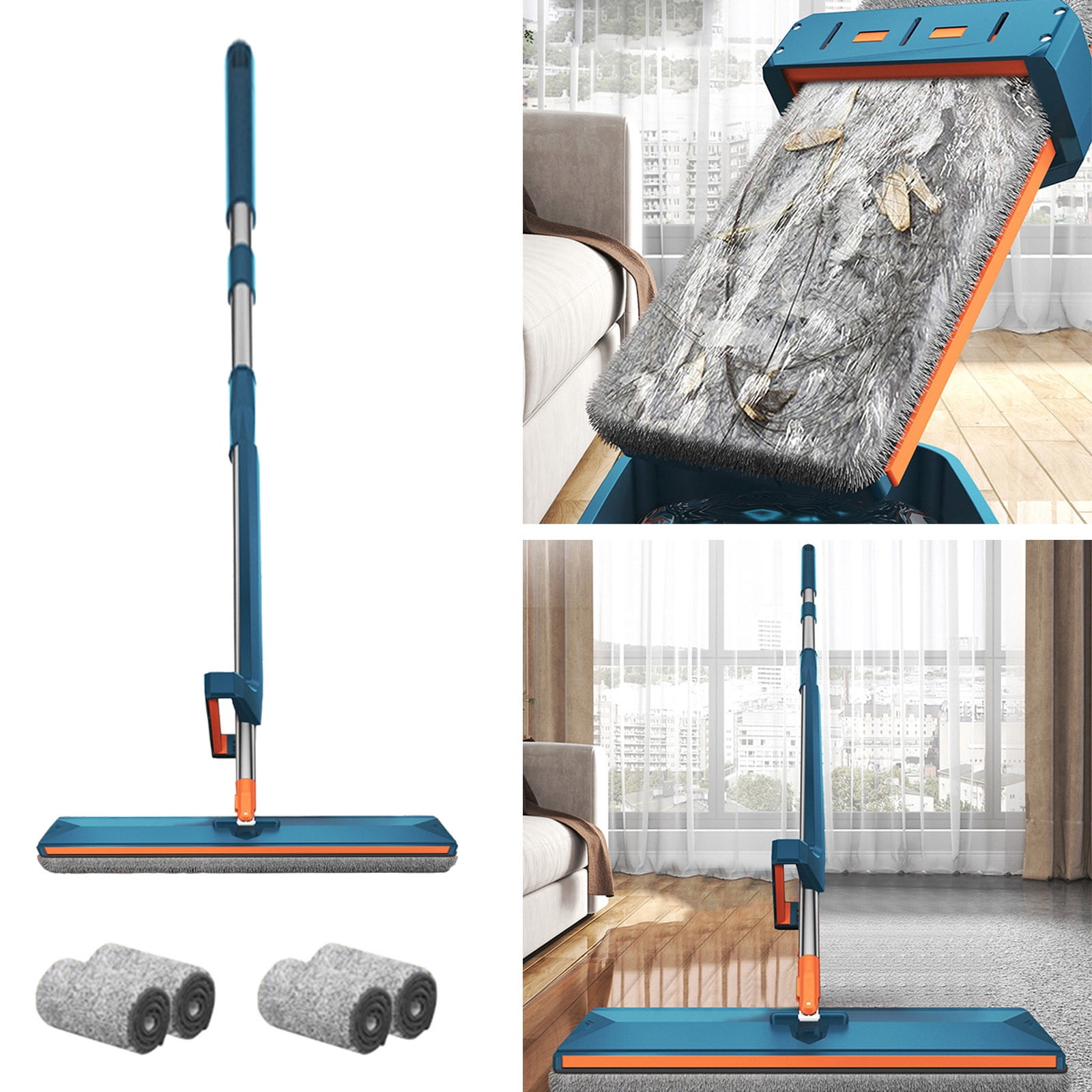 Dvkptbk Mop,Hands- Mop, Hands- Microfiber Flat Mop, Automatic Wringing, 360 Degree Hands- Microfiber Floor Mop, Lazy Hands- Mop, Suitable for Home Kitchen
