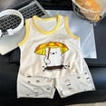 thumbnail image 2 of Akiihool Spring Outfits Boys Young Boy Clothes Colorblock Top + Drawstring Waist Shorts 2 Pieces Kid Summer Outfits Set (Yellow,4-5 Years), 2 of 3