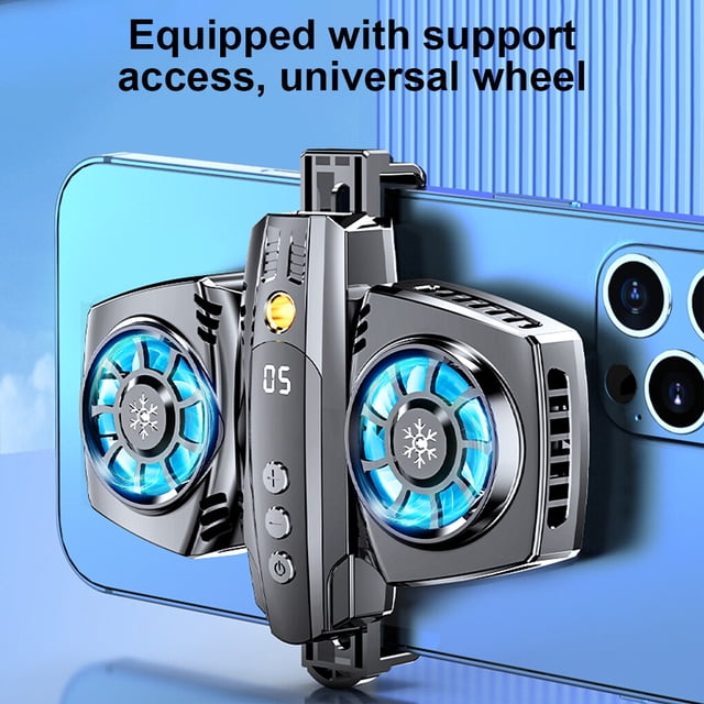 Langgg Mobile Phone Cooling Fan with Non-slip Pad Radiator with Telescopic Buckle Rechargeable Smart Energy-saving Cool Gaming Heatsink Black