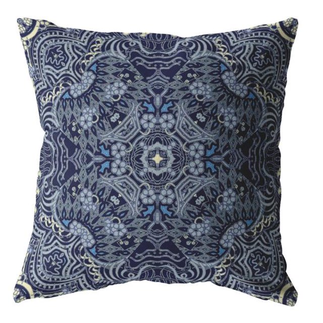 HomeRoots 412574 Oreiller à Jets Intérieur et Extérieur Orné d'Indigo Boho de 26 Po
