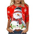 thumbnail image 2 of Jienlioq Hauts Grande Taille pour Femmes Mode T-Shirt Décontracté de Noël pour Femmes à Imprimé Col Rond Manches 3/4 Haut Blouse Rabais, 2 of 5