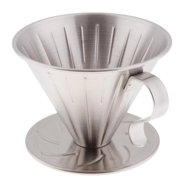 Rongfmy Metal Pour Over Cone Dripper Reusable Coffee Cone with Cup Stand L L
