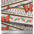 thumbnail image 2 of Soimoi Tissu Crêpe Polyester Vert Imprimé Floral & Insecte au Mètre 52 Pouces de Large, 2 of 3