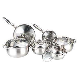 W Unlimited HC12PCSET 12 Piece Stainless Steel Cookware Set with Tempered Glass Lids
