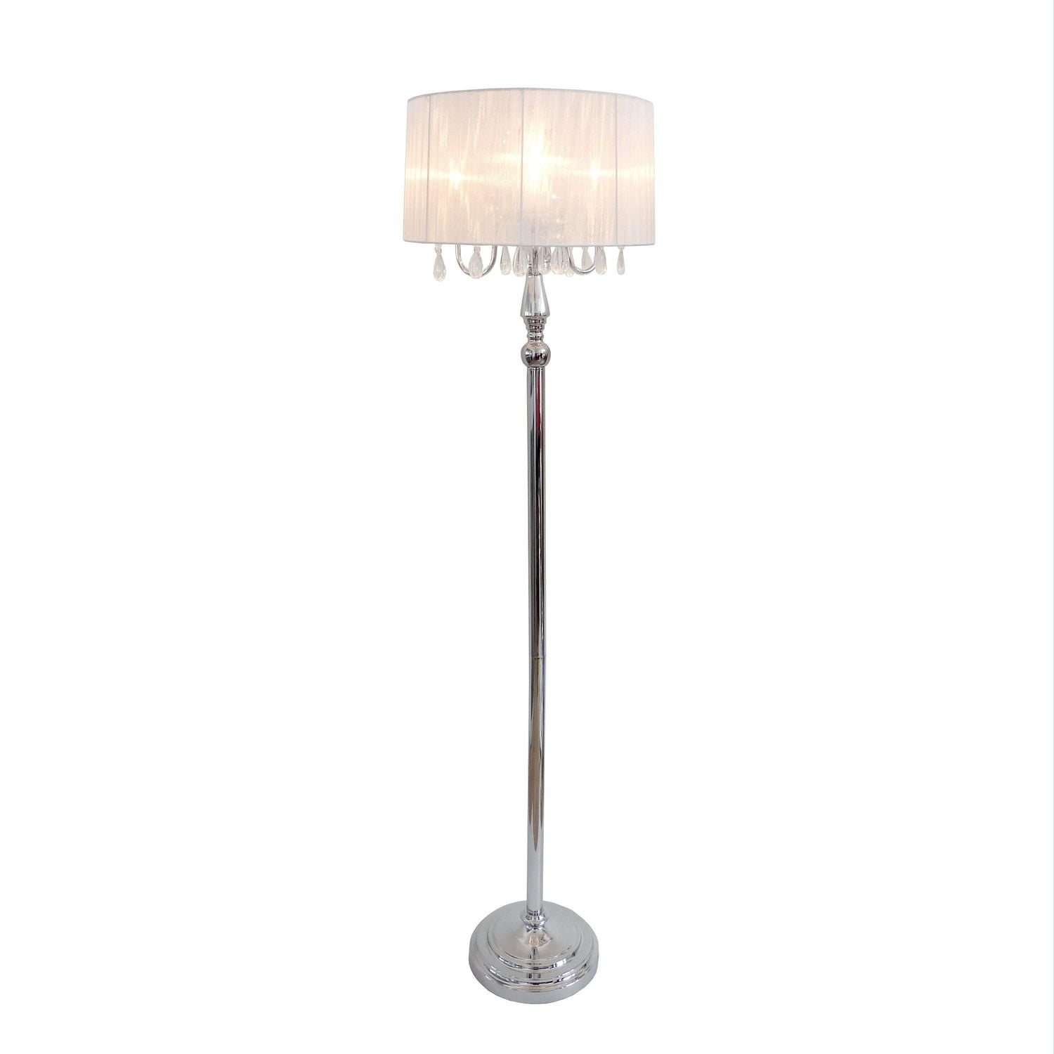 Elegant Designs Trendy Romantic Sheer Shade Floor Lamp with Hanging Crystals